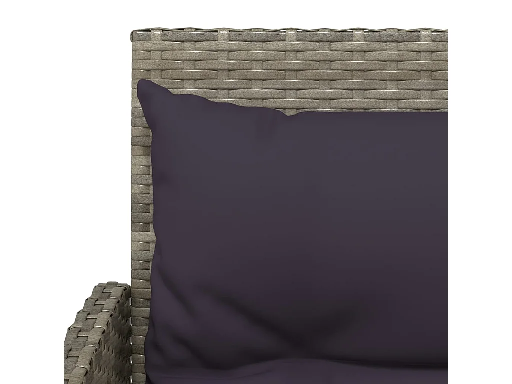 2-tlg. Sofagarnitur in L-Form mit Kissen Grau Poly Rattan