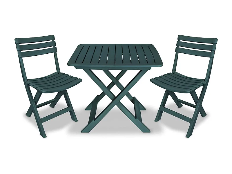 Ensemble de bistro pliable 3 pcs Plastique Vert