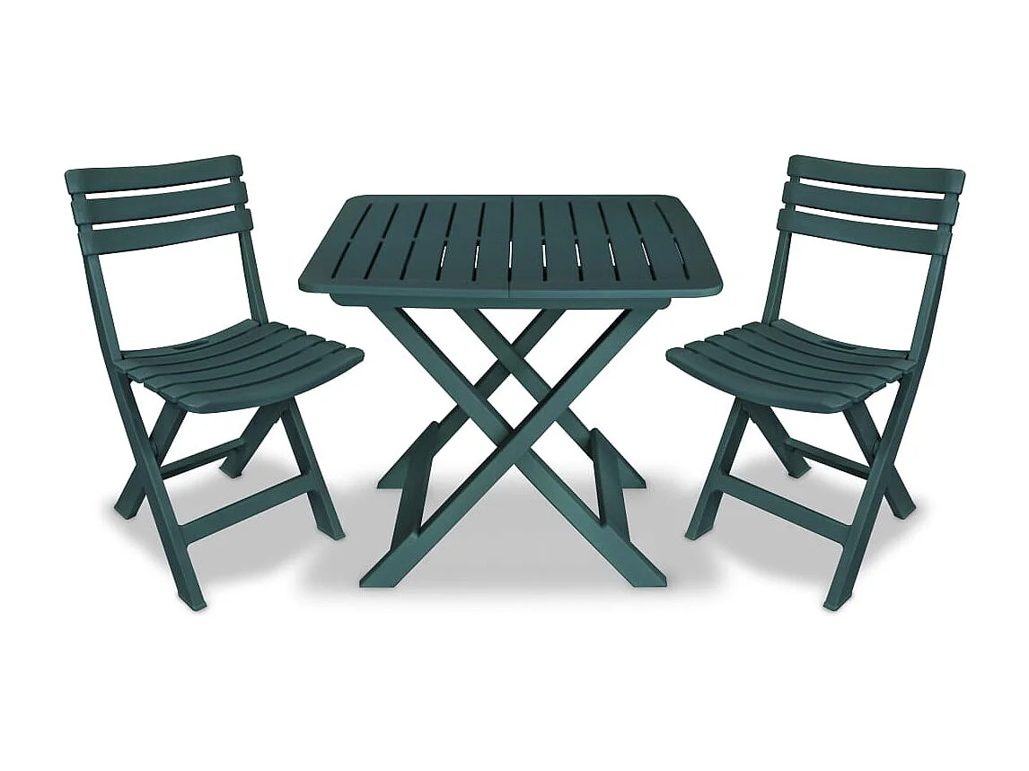 Ensemble de bistro pliable 3 pcs Plastique Vert