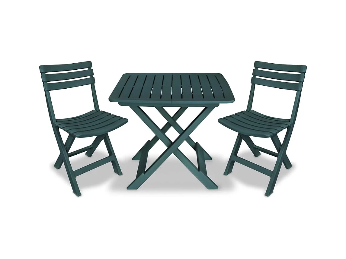Ensemble de bistro pliable 3 pcs Plastique Vert