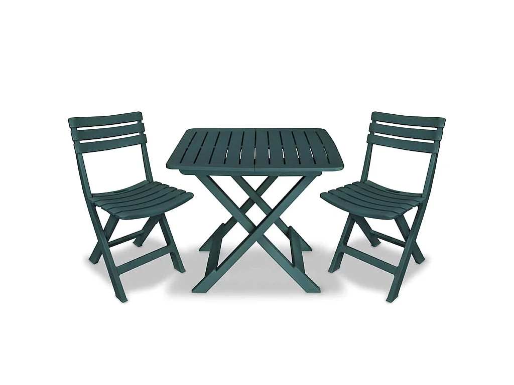 Ensemble de bistro pliable 3 pcs Plastique Vert