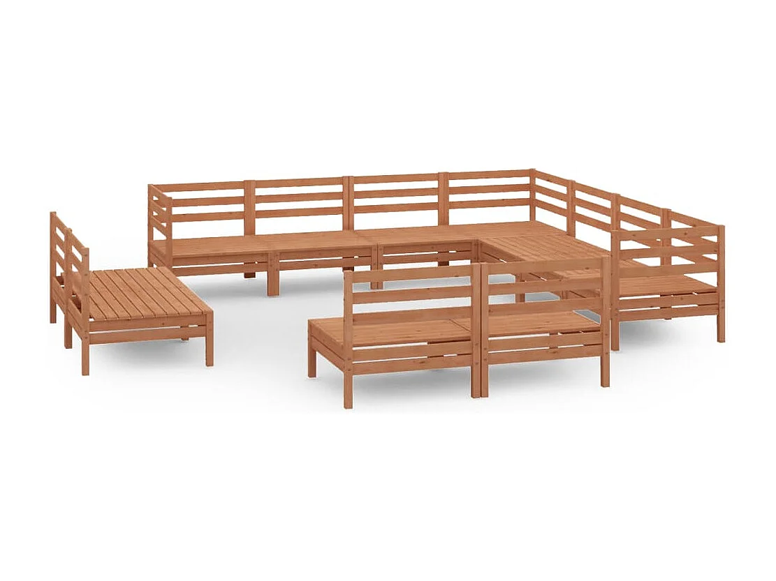 11-tlg. Garten-Lounge-Set Massivholz Kiefer Honigbraun