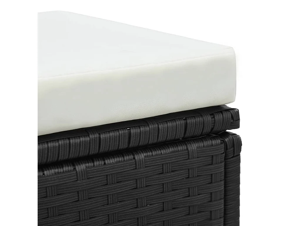 Set de muebles de jardín 3 pzas y cojines ratán sintético negro