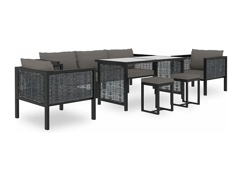 Set Divani da Giardino 8 pz con Cuscini in Polyrattan Antracite