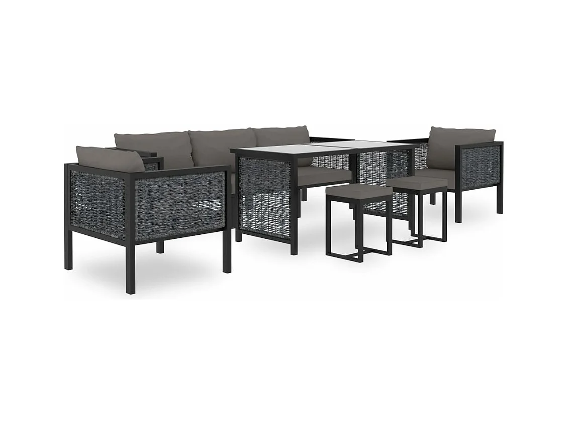 Salon de jardin 8 pcs avec coussins Résine tressée Anthracite