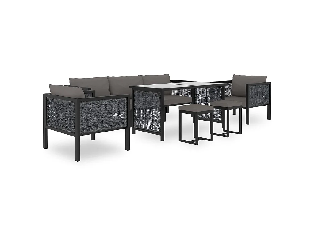 Set Divani da Giardino 8 pz con Cuscini in Polyrattan Antracite