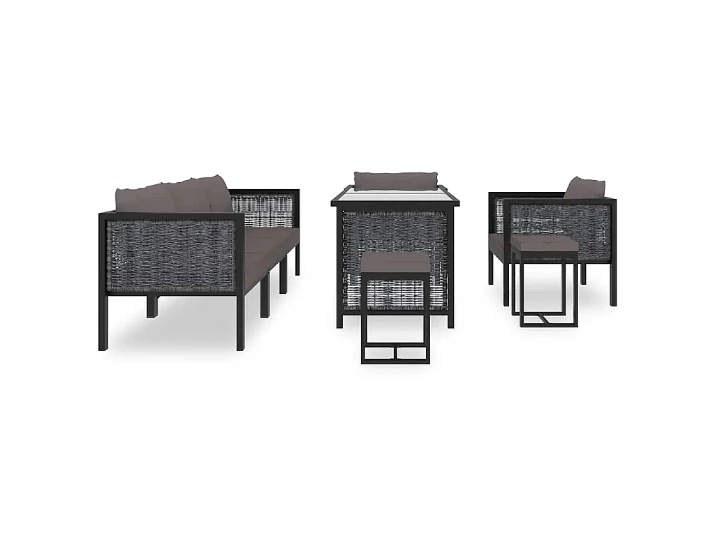 Salon de jardin 8 pcs avec coussins Résine tressée Anthracite