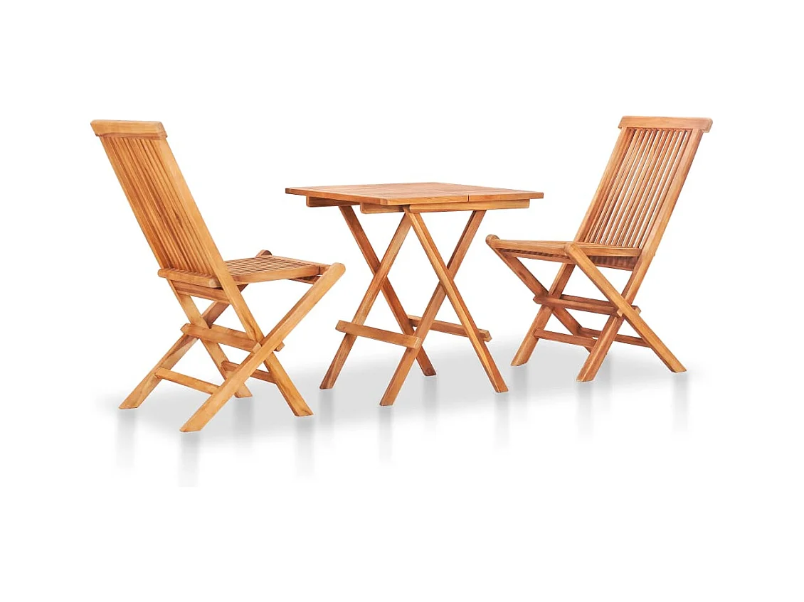Ensemble de bistro pliable 3 pcs Bois de teck solide
