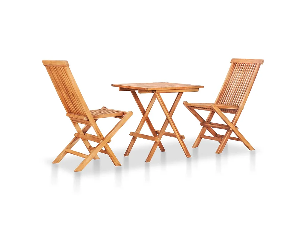 Ensemble de bistro pliable 3 pcs Bois de teck solide