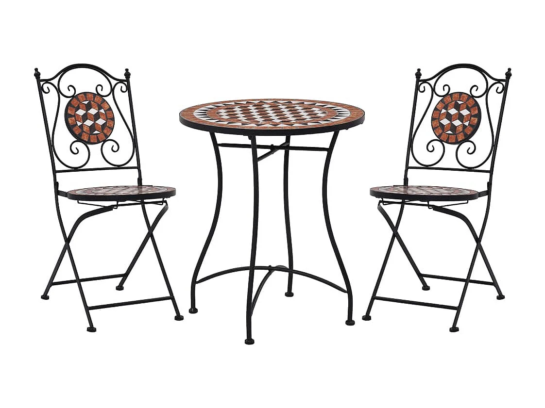 3 pcs conjunto bistro em mosaico azulejos de cerâmica terracota