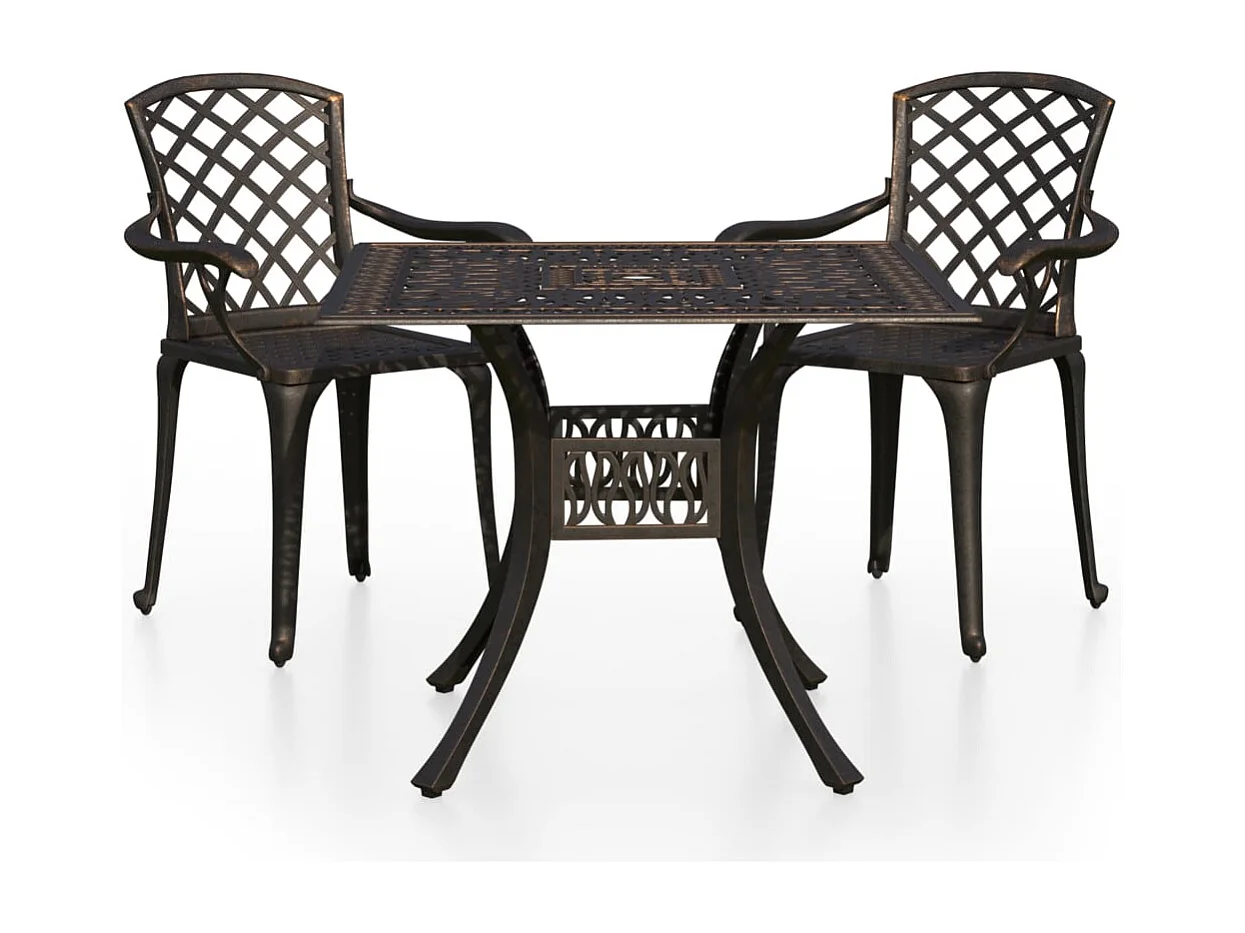 Set da Bistrot 3 pz in Alluminio Pressofuso Bronzo