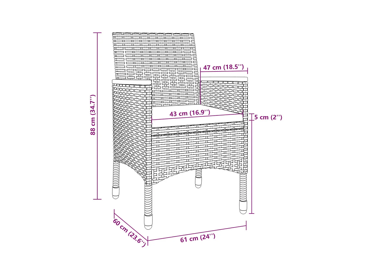 5-tlg. Garten-Essgruppe mit Auflagen Poly Rattan und Glas