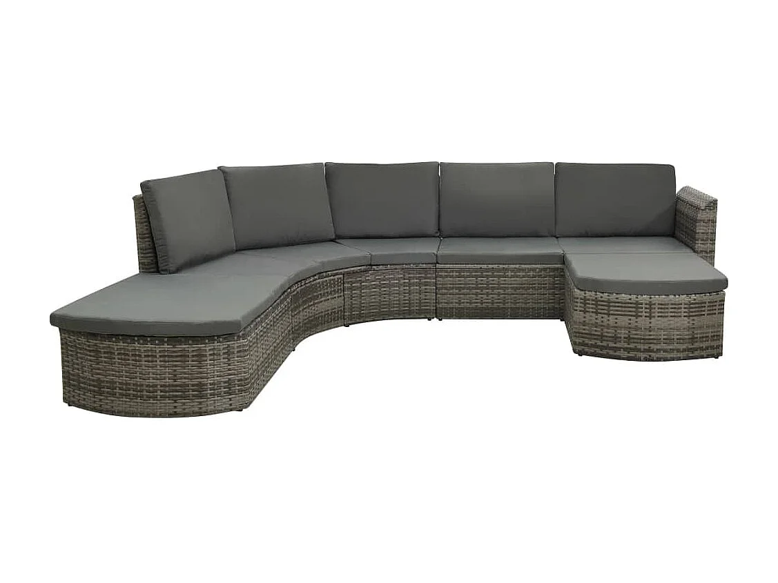 Set Divani da Giardino 4 pz con Cuscini in Polyrattan Grigio