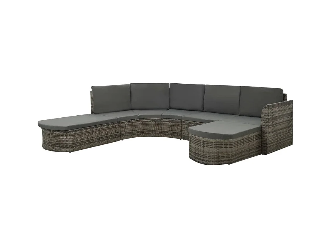 4-tlg. Garten-Lounge-Set mit Auflagen Poly Rattan Grau