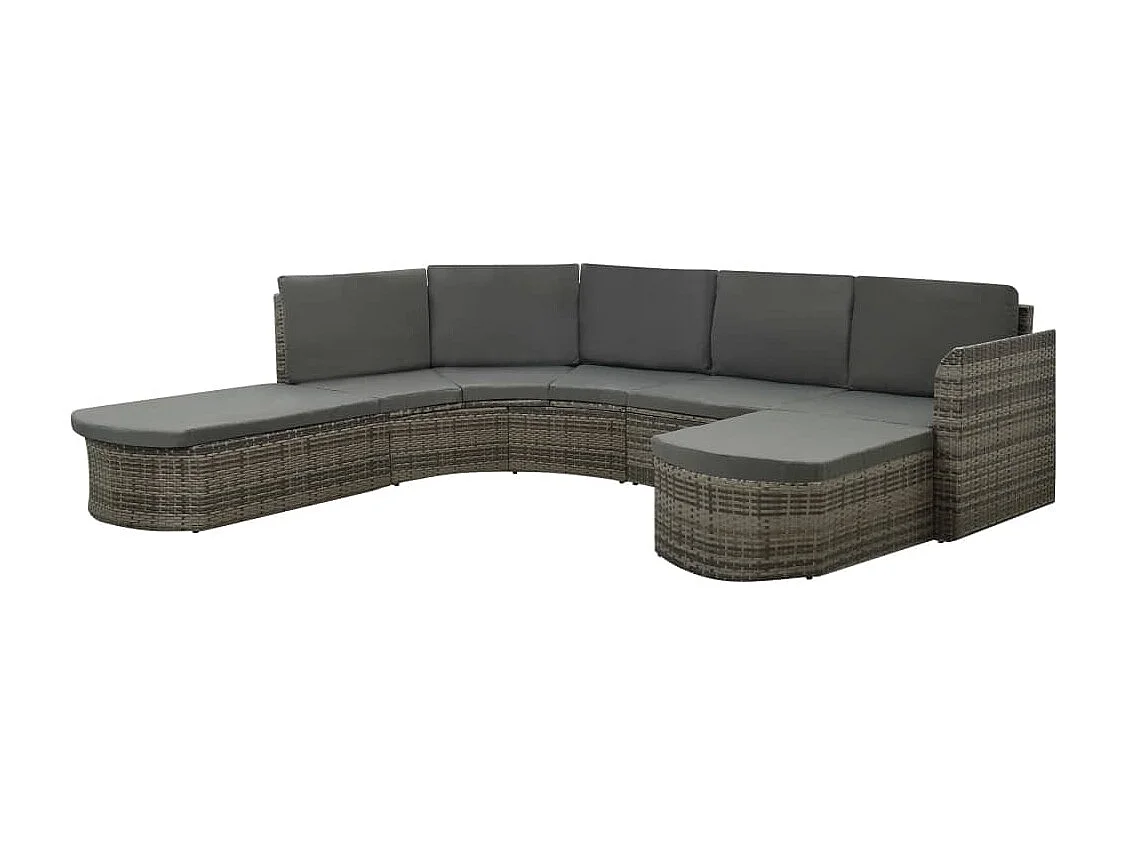 4-delige Loungeset met kussens poly rattan grijs