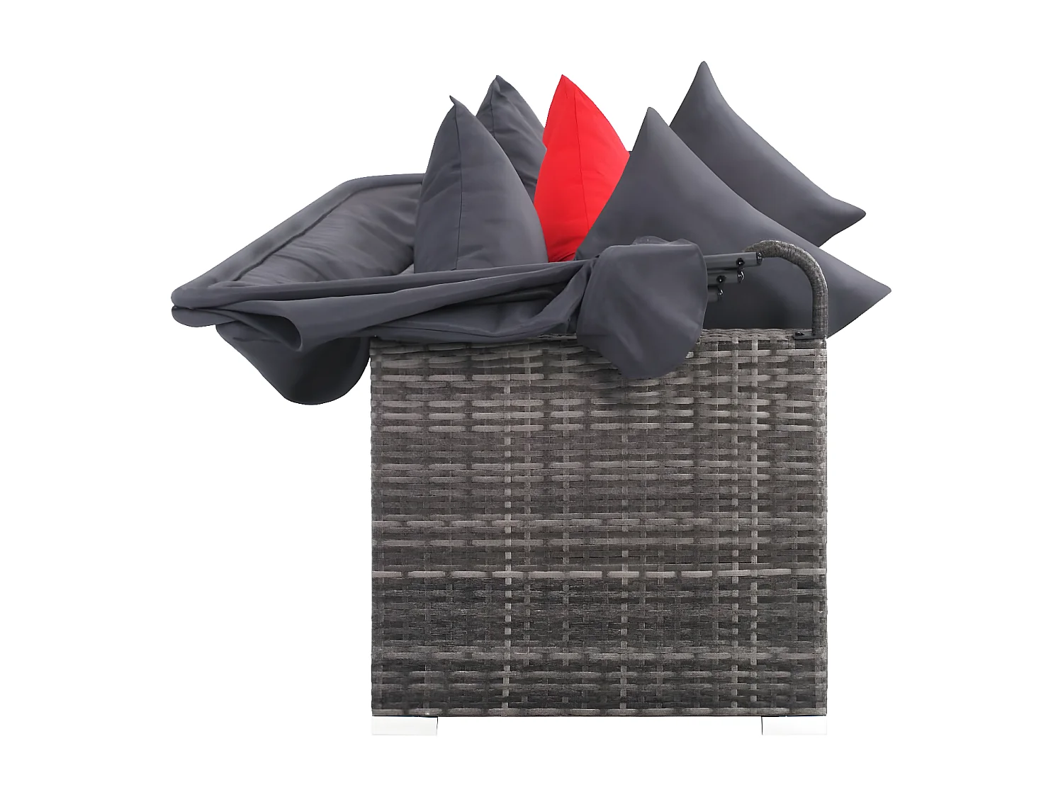 Set Divani da Giardino 7 pz con Cuscini in Polyrattan Grigio