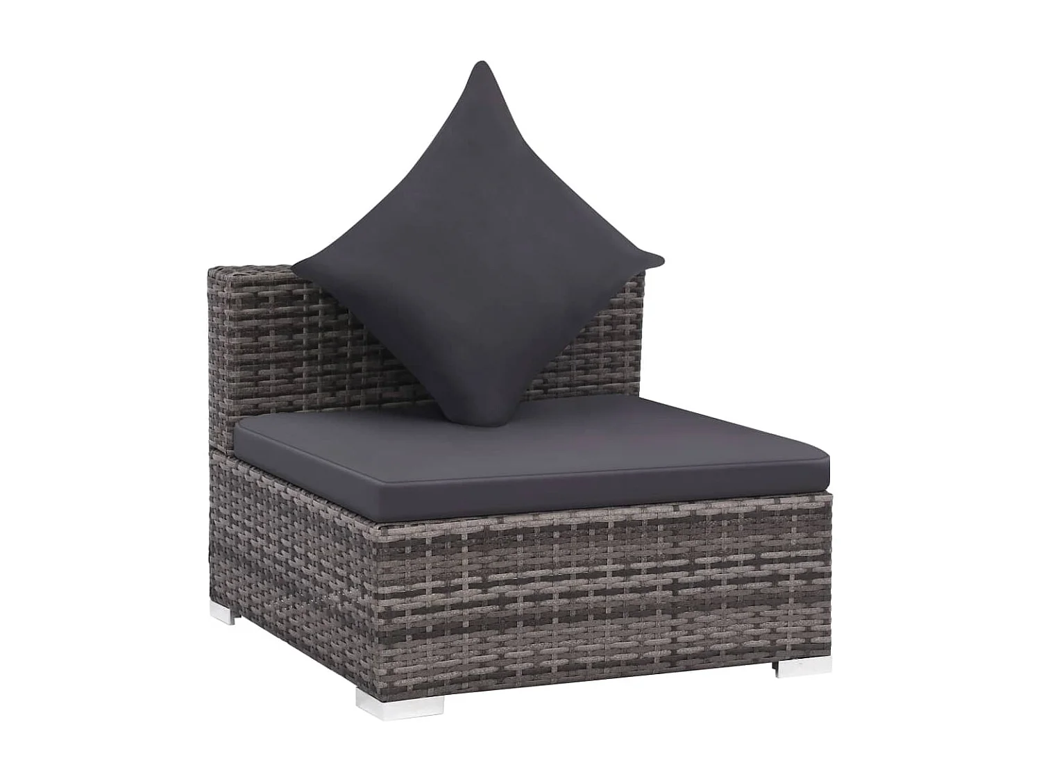 Set Divani da Giardino 7 pz con Cuscini in Polyrattan Grigio