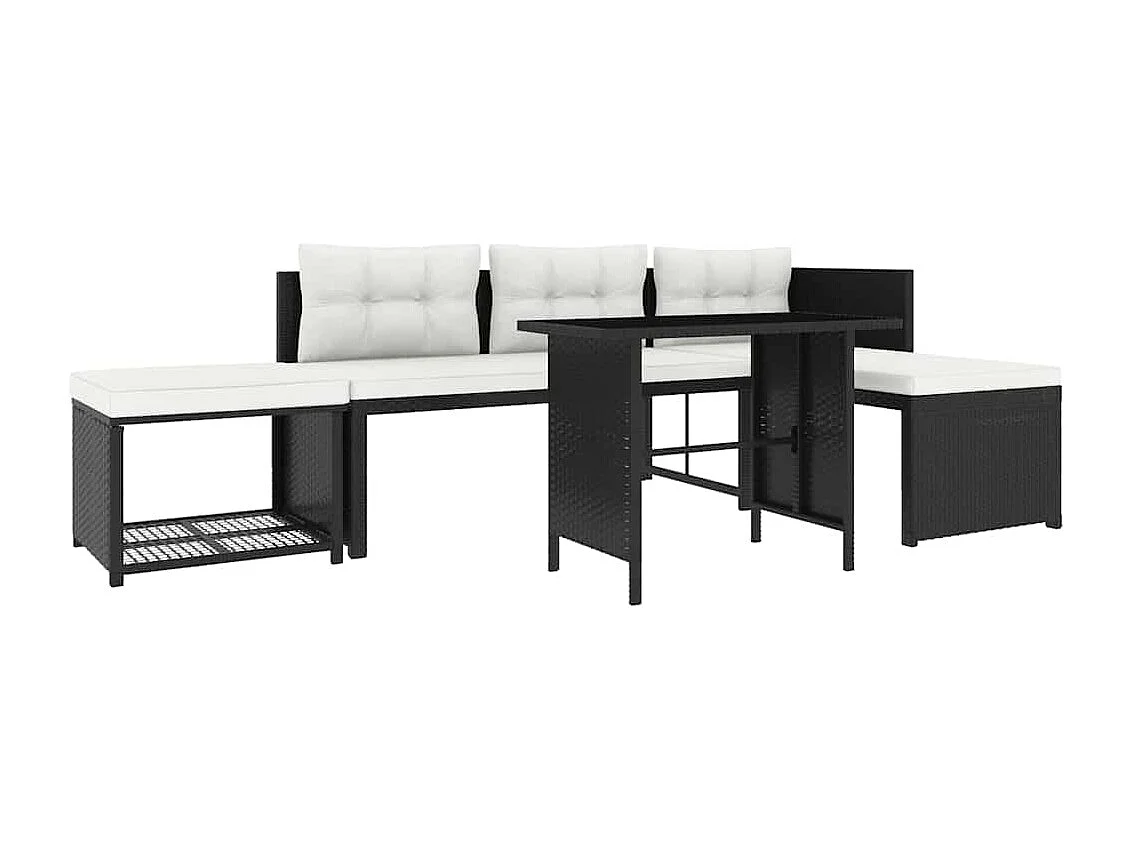 Salon de jardin 4 pcs Résine tressée Noir