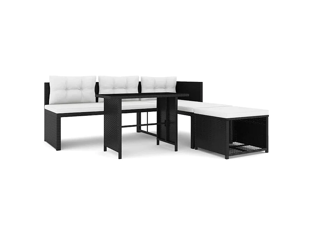 Salon de jardin 4 pcs Résine tressée Noir