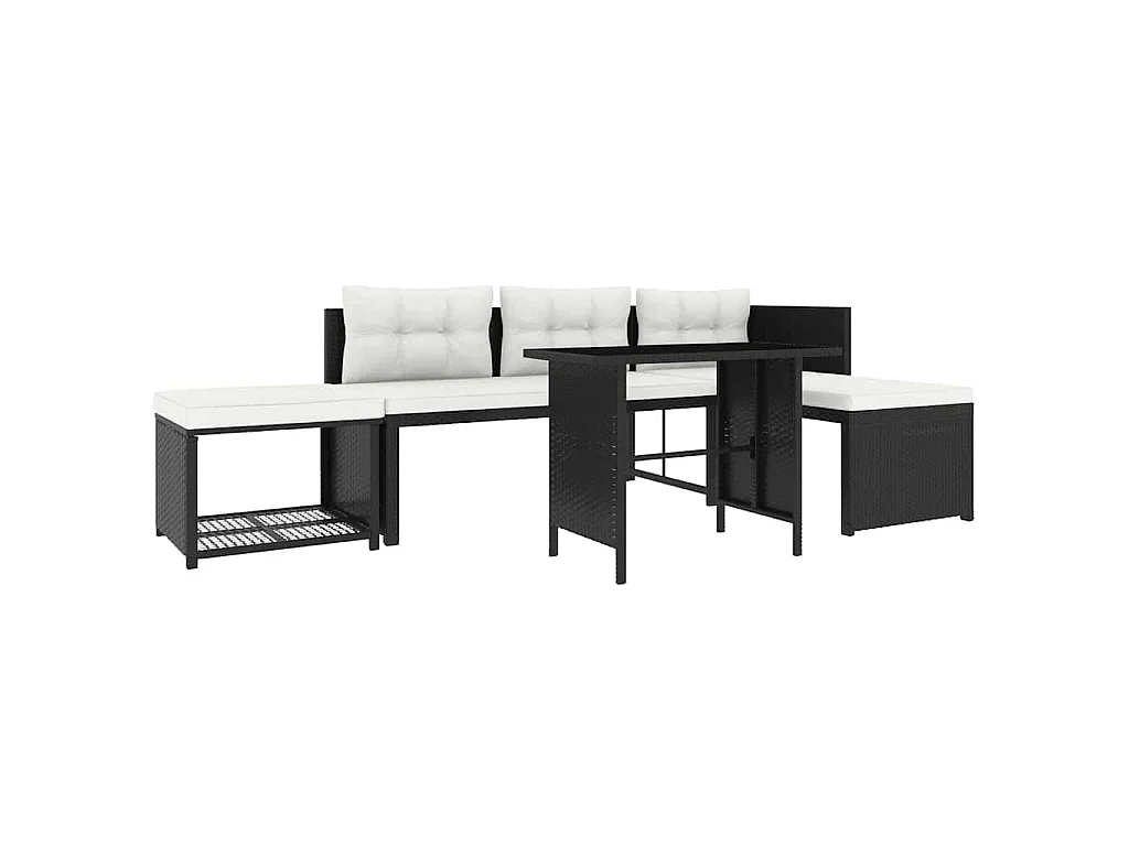 Salon de jardin 4 pcs Résine tressée Noir