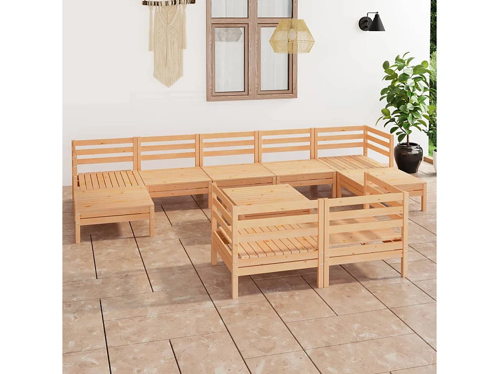 10 pcs conjunto lounge de jardim pinho maciço