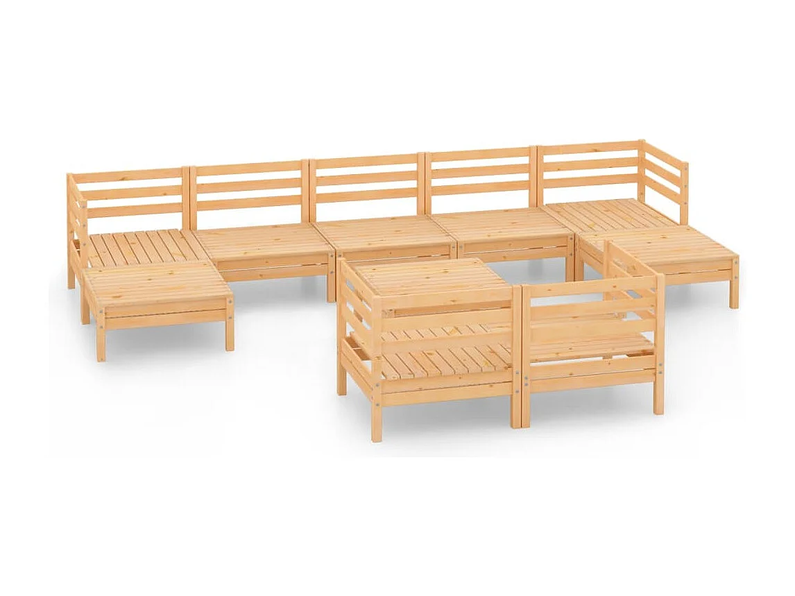 10 pcs conjunto lounge de jardim pinho maciço