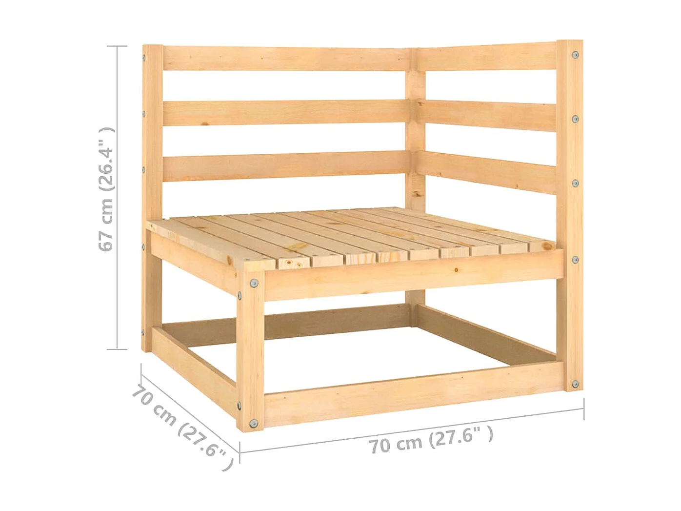 3 pcs conjunto lounge de jardim c/ almofadões pinho maciço