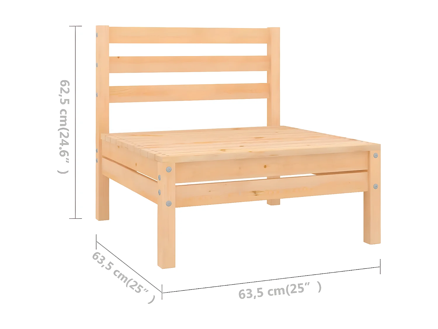 5-tlg. Garten-Lounge-Set Massivholz Kiefer