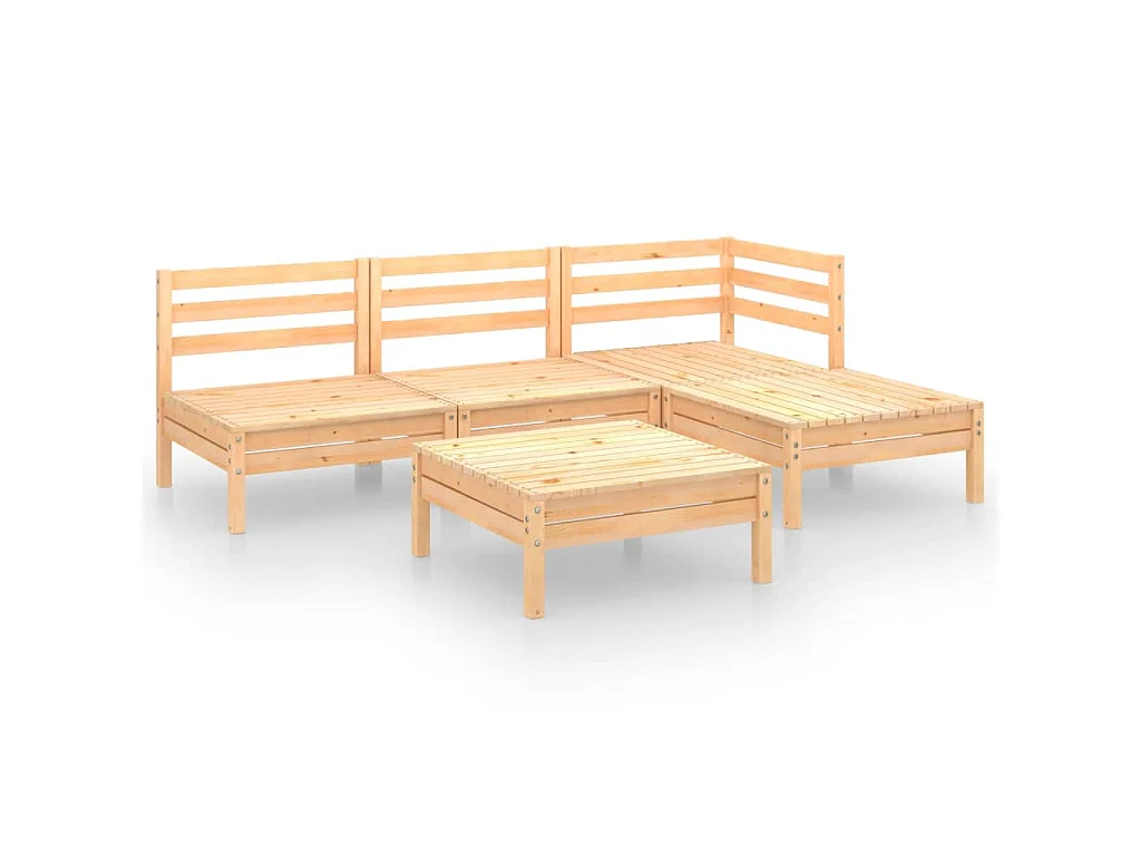 Set Salotto da Giardino 5 pz in Legno Massello di Pino
