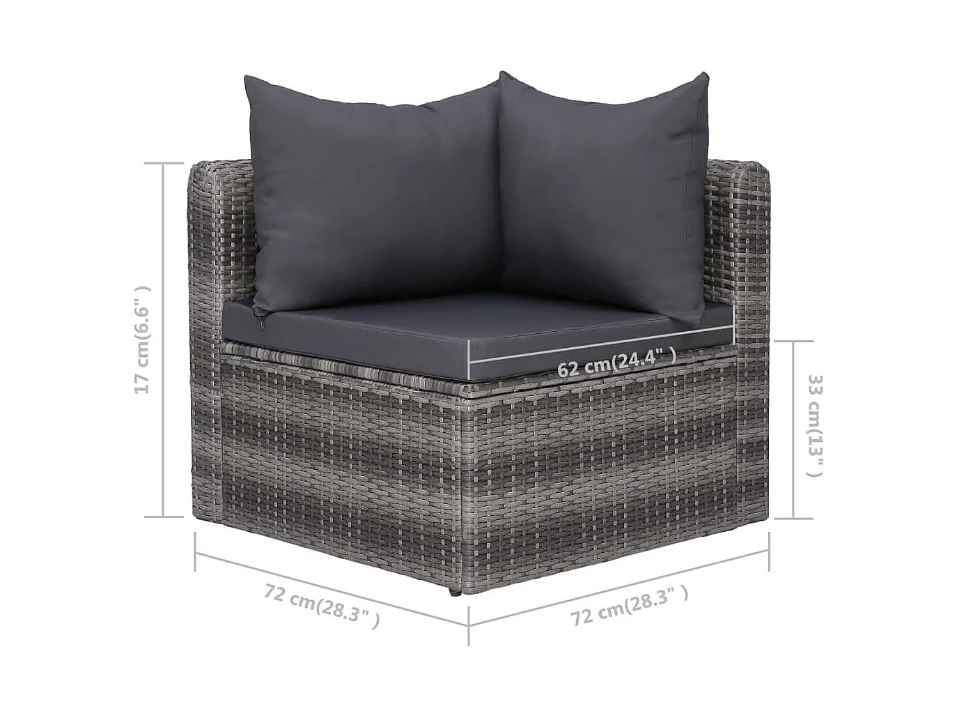 10-tlg. Garten-Lounge-Set mit Kissen Poly Rattan Grau