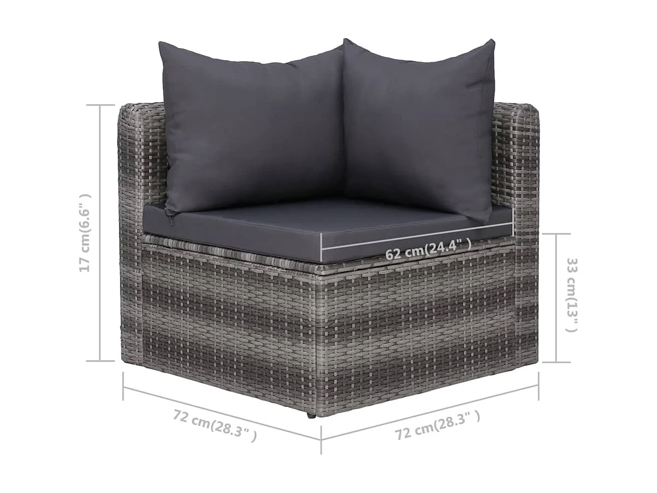 10-tlg. Garten-Lounge-Set mit Kissen Poly Rattan Grau