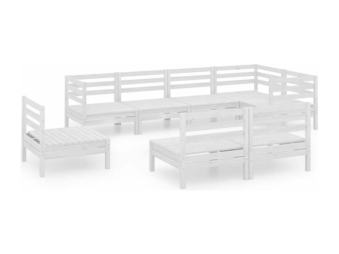 8-tlg. Garten-Lounge-Set Massivholz Kiefer Weiß