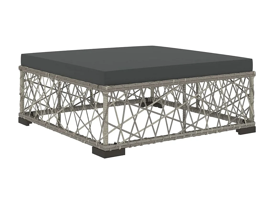 Salon de jardin 6 pcs avec coussins résine tressée gris