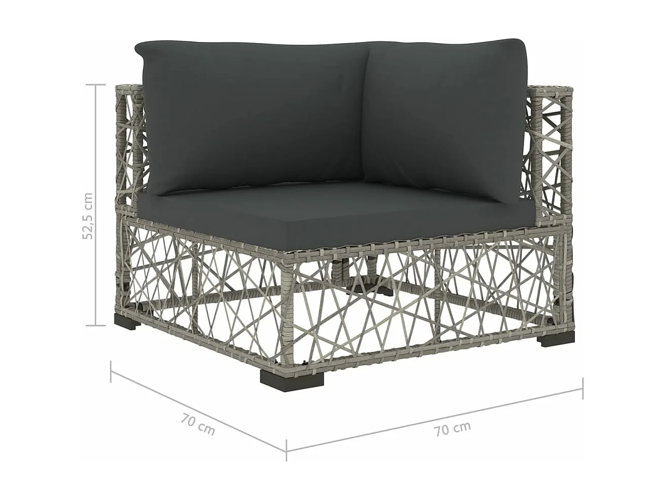 Salon de jardin 6 pcs avec coussins résine tressée gris