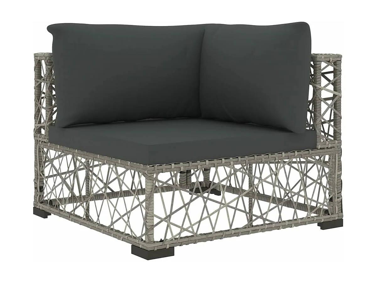 Salon de jardin 6 pcs avec coussins résine tressée gris