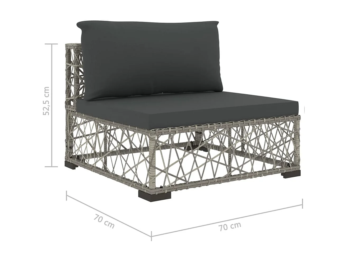 Salon de jardin 6 pcs avec coussins résine tressée gris