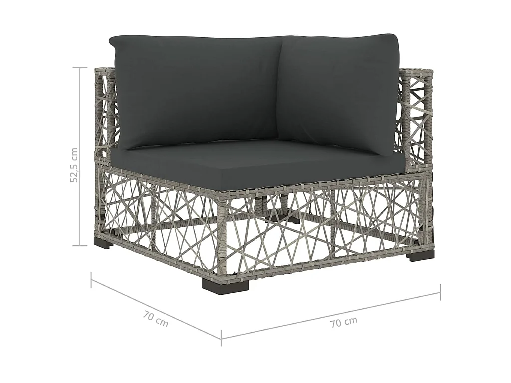 Set de muebles de jardín 6 pzas y cojines ratán sintético gris