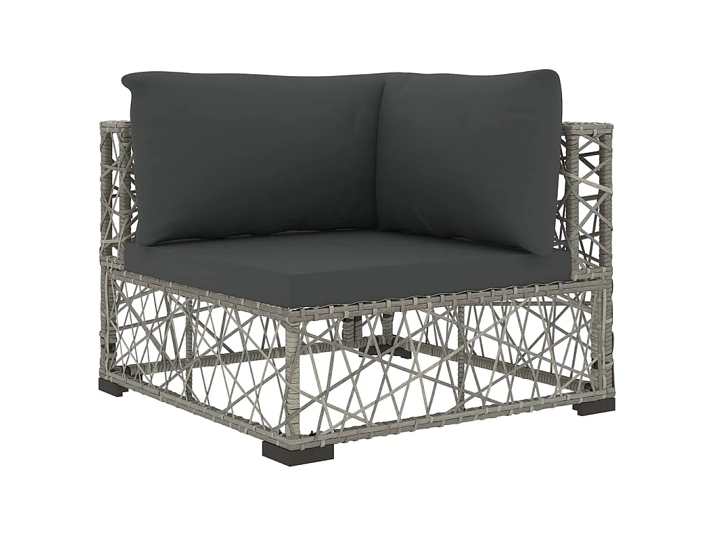 Set de muebles de jardín 6 pzas y cojines ratán sintético gris