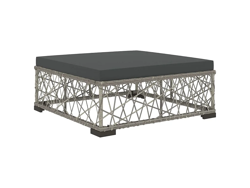 Set de muebles de jardín 6 pzas y cojines ratán sintético gris
