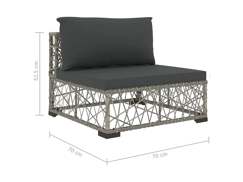 Set de muebles de jardín 6 pzas y cojines ratán sintético gris