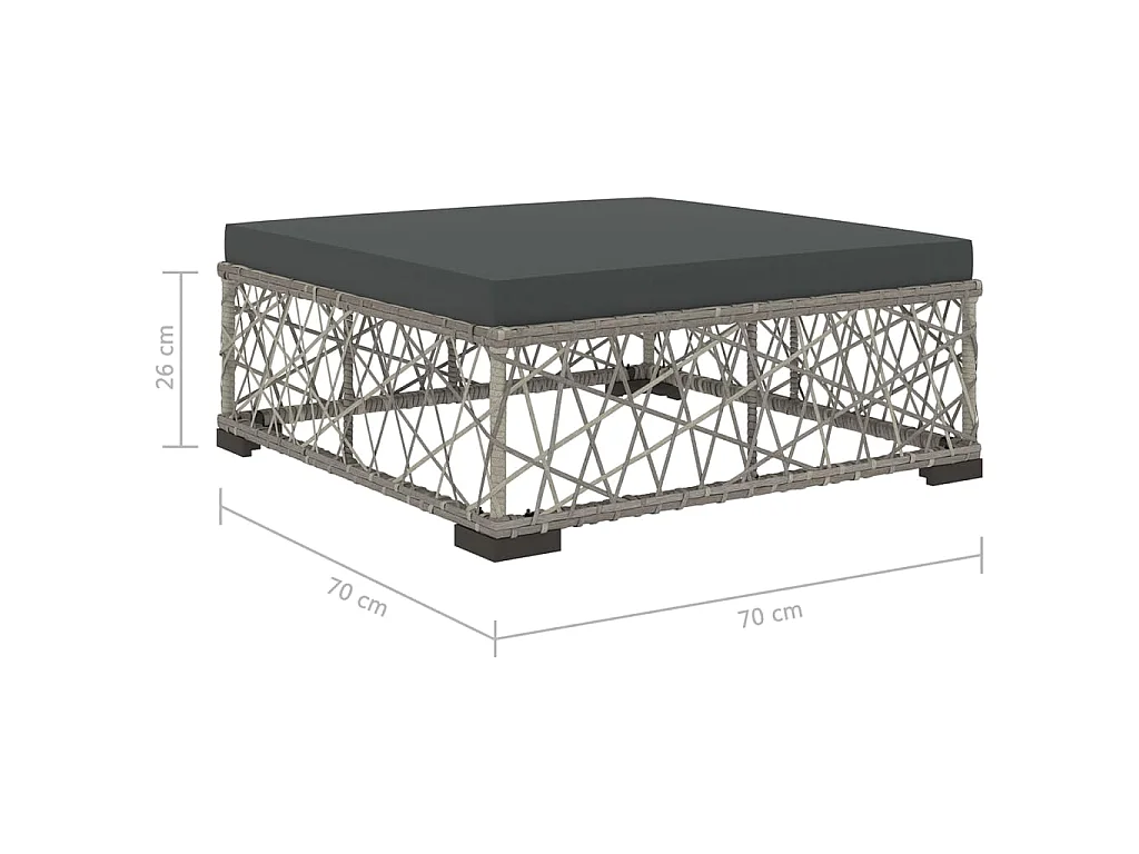 Set de muebles de jardín 6 pzas y cojines ratán sintético gris