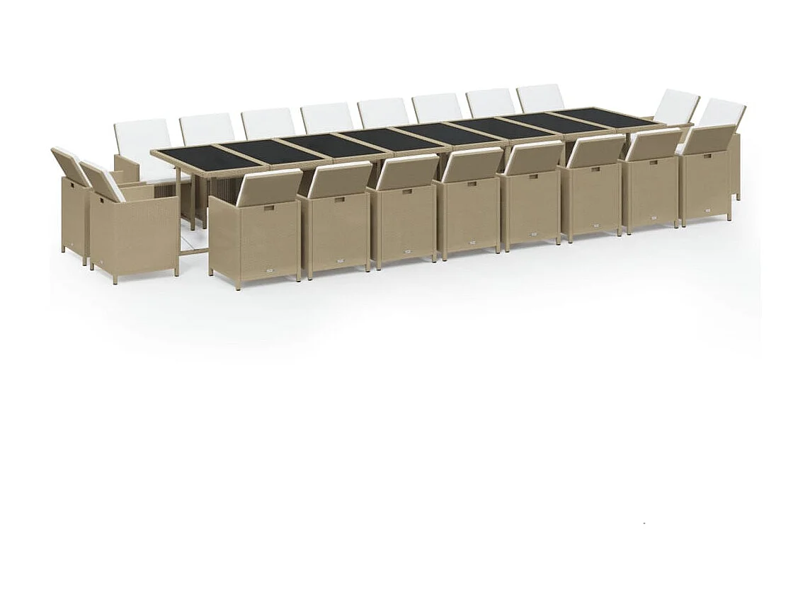 Ensemble à manger de jardin coussins 21 pcs résine tressée