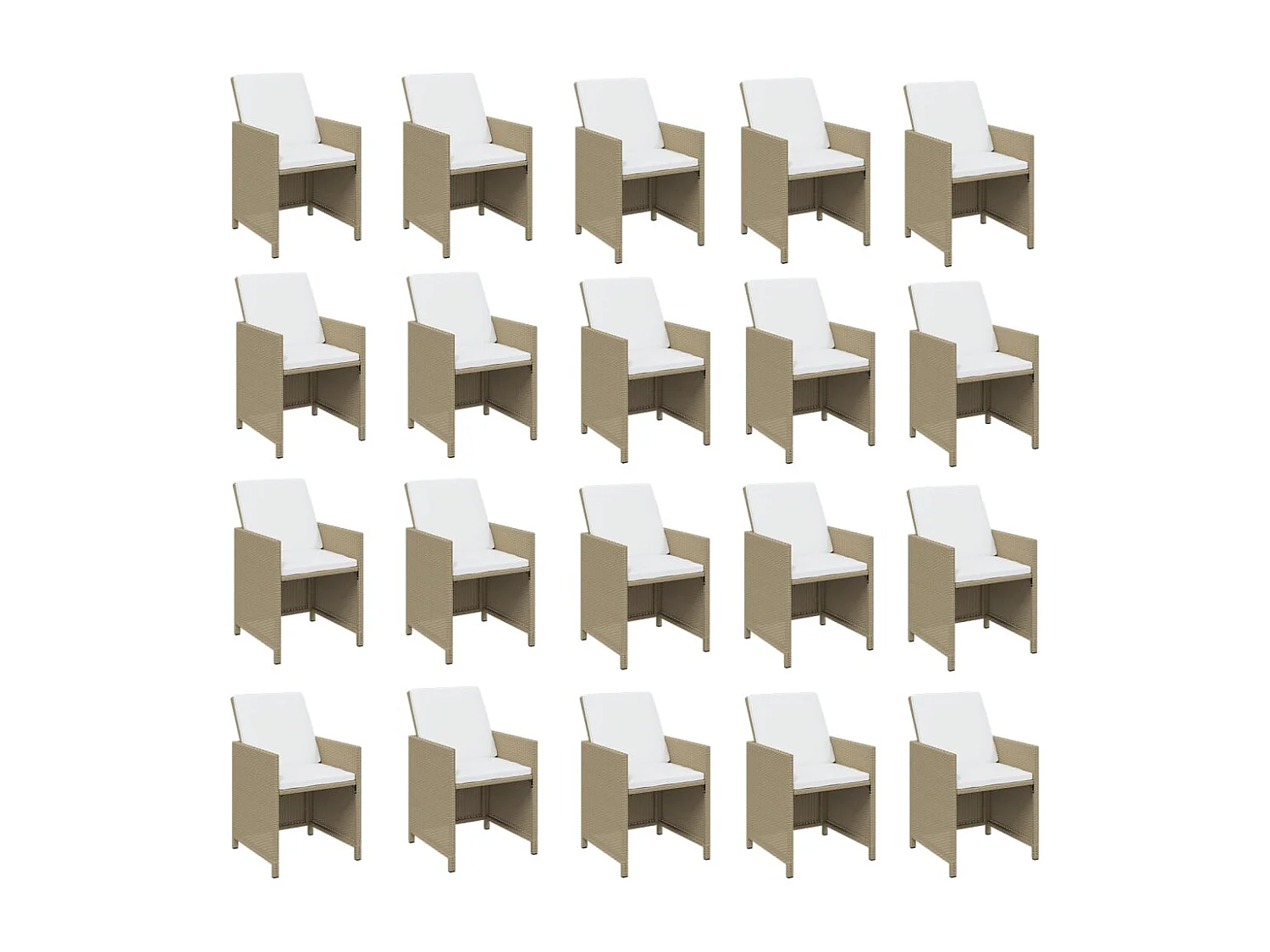 Ensemble à manger de jardin coussins 21 pcs résine tressée