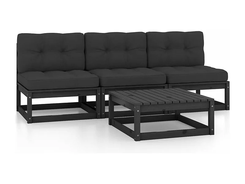 4-tlg. Garten-Lounge-Set mit Kissen Kiefer Massivholz