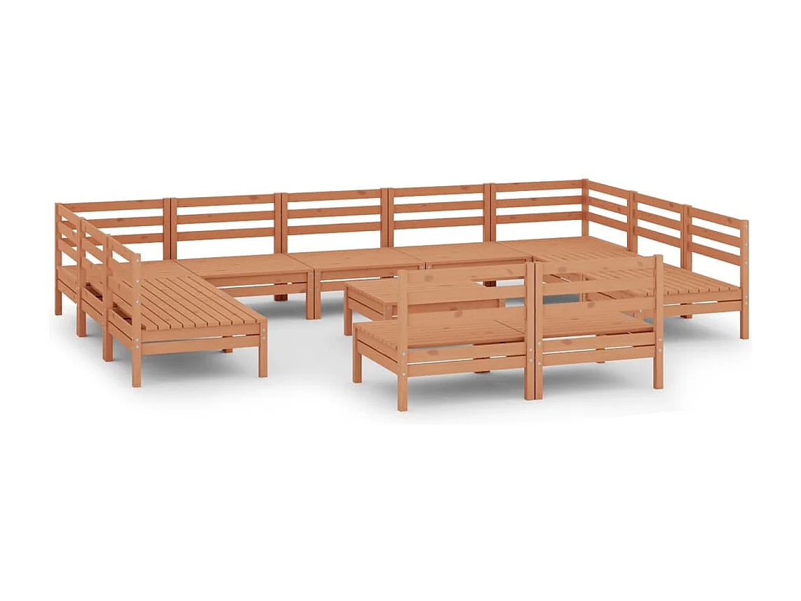 12-delige Loungeset massief grenenhout honingbruin