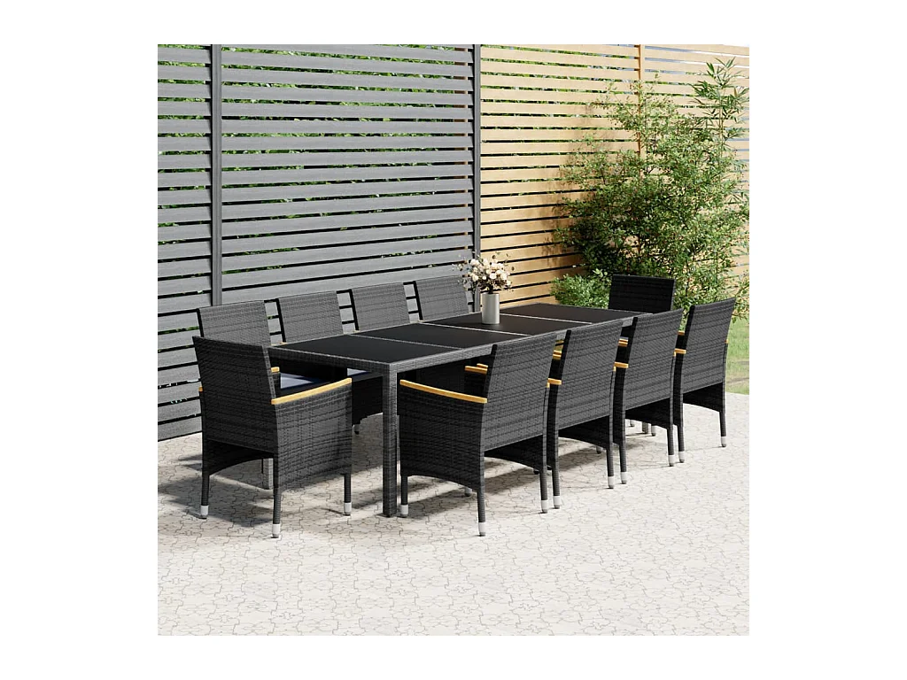 11-delige Tuinset poly rattan grijs