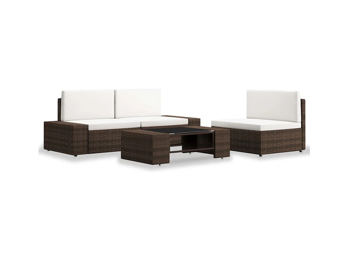 Salon de jardin 4 pcs Résine tressée Marron