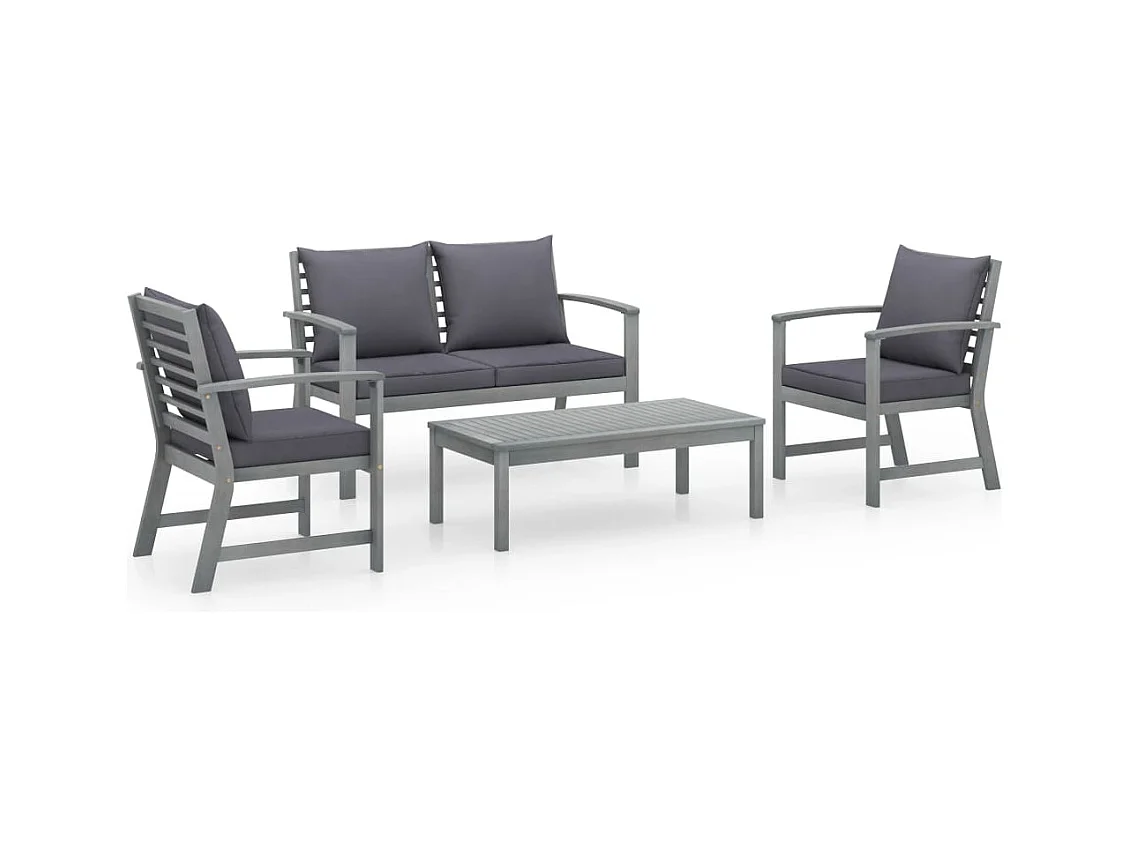 Set Divani da Giardino 4 pz con Cuscini in Massello di Acacia