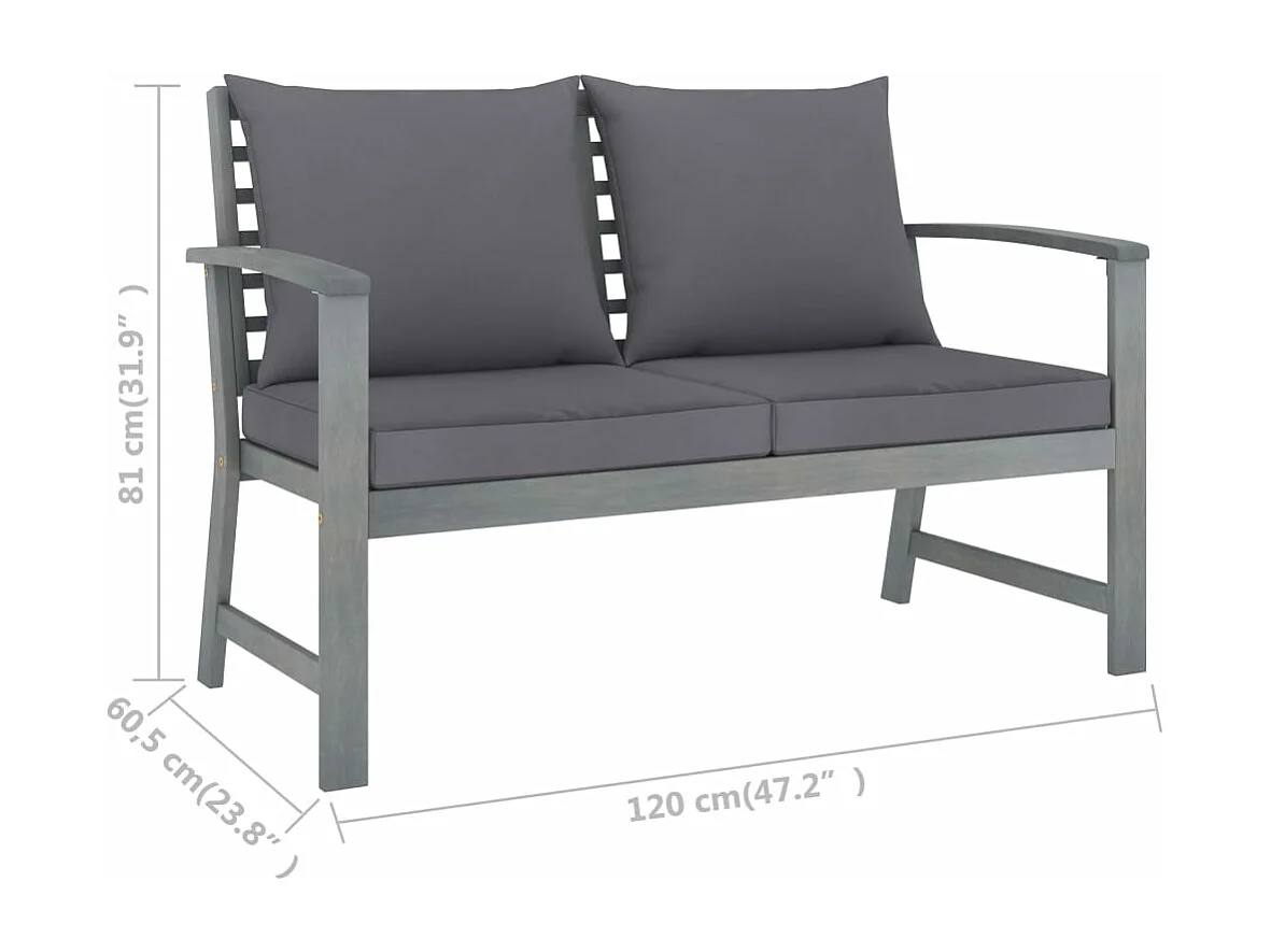 Salon de jardin 4 pcs avec coussins Bois d'acacia solide