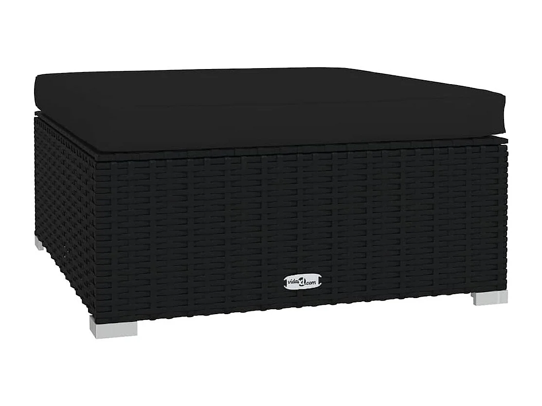 Salon de jardin 4 pcs avec coussins Noir Résine tressée